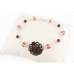 Bracelet Argent 925, Nacre, Quartz rouge et Grenat