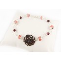 Bracelet Argent 925, Nacre, Quartz rouge et Grenat