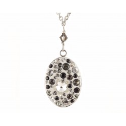 Collier Acier Inoxydable Etoile Cristal de Swarovski Gris et Noir