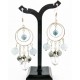 Boucles d'oreille Argent 925, Agate bleue, Quartz rutile et Cristal de Roche