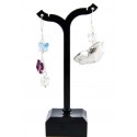 Boucles d'oreille Argent 999 Papillon Cristal et Feuille de Ginkgo