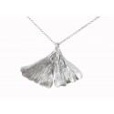 Feuille de Ginkgo Argent 999 sur Chaîne Argent 925 