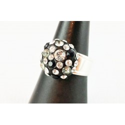 Bague Argent 925 et Cristal de Swarovski Gris et Noir