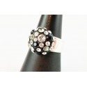 Bague Argent 925 et Cristal Gris et Noir