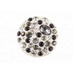 Bague Argent 925 et Cristal Gris et Noir