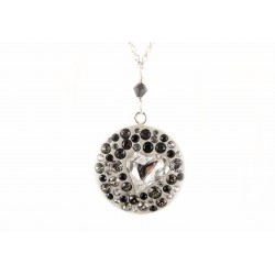 Collier Argent 925 Cristal de Swarovski Gris et Noir Coeur Cristal