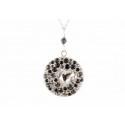 Collier Argent 925 Cristal Gris et Noir Coeur Cristal