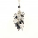 Collier Argent 925 Grappe Cristal Gris et Cristal