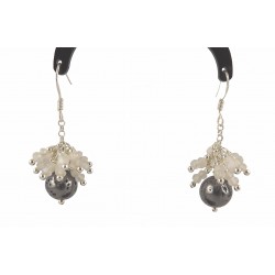 Boucles d'oreille Argent 925 Grappe Galaxite et Pierre de Lune