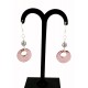 Boucles d'oreille Argent 925, Cristal de Swarovski et Perles de verre Rose et Gris