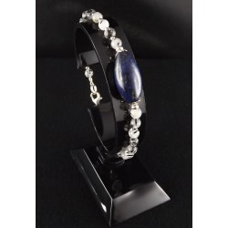 Bracelet Argent 925, Quartz rutile et Lapis-Lazuli
