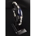 Bracelet Argent 925, Quartz rutile et Lapis-Lazuli