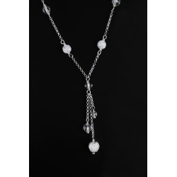 Collier Argent 925, Cristal de Roche à facettes et craquelé