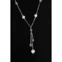 Collier Argent 925, Cristal de Roche à facettes et craquelé