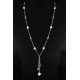 Collier Argent 925, Cristal de Roche à facettes et craquelé