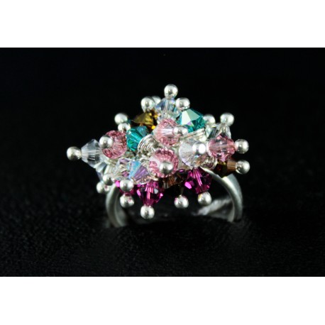 Bague Argent 925 Grappe Cristal de Swarovski