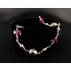 Bracelet Argent 925 Cristal de Swarovski Gris et Fuchsia