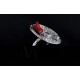 Bague Argent 999, Coupelle Filigrane Serti Zircon Violet et Papillon "HibOo"