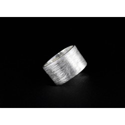 Bague Large Argent 999 Texturé et Vieilli