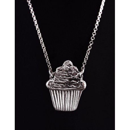 Collier Cupcake Argent 999 sur Chaîne Argent 925