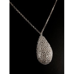 Goutte Filigrane Argent 999 sur Chaîne diamanté Argent 925