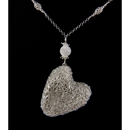 Collier Coeur Filigrane Argent 999