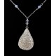 Collier Goutte Argent 999, Perles de verre Grises et Agates bleues