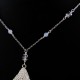 Collier Goutte Argent 999, Perles de verre Grises et Agates bleues