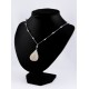 Collier Goutte Argent 999, Perles de verre Grises et Agates bleues