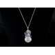 Collier Perle Filigrane Argent 999 et Grappe Améthyste, Cristal Vert/Gris des Indes