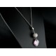 Collier Perle Filigrane Argent 999 et Cristal de Swarovski Rose