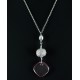 Collier Perle Filigrane Argent 999 et Cristal de Swarovski Rose