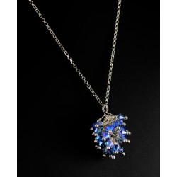 Collier Argent 925 et Grappe Cristal Bleu