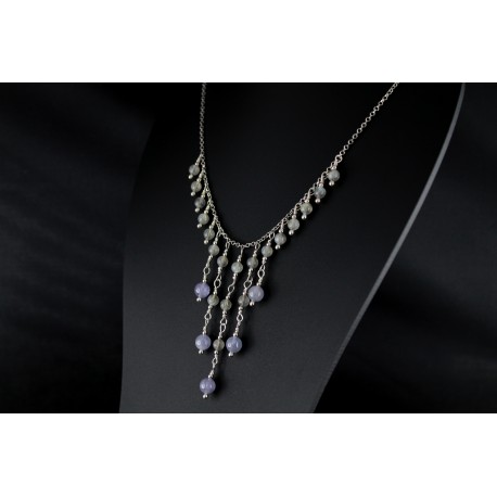 Collier Argent 925 Cascade Labradorite et Tanzanite