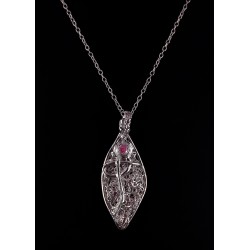 Collier Filigrane Argent 999 serti Zircon Rose