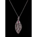 Collier Filigrane Argent 999 serti Zircon Rose