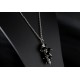 Collier Argent 925 Grappe Agate noire et Quartz Rutile