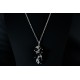 Collier Argent 925 Grappe Agate noire et Quartz Rutile