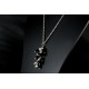 Collier Argent 925 Grappe Agate noire et Quartz Rutile