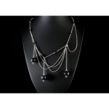 Collier Argent 925 Chaîne et Pierre du Soleil Bleu