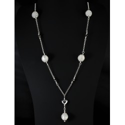 Collier Argent 925 Coeur Cristal Gris