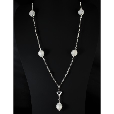 Collier Argent 925 Coeur Cristal de Swarovski Gris