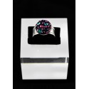 Bague Argent 925, Cristal Vert Violet et Rose