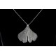 Feuille de Ginkgo Argent 999 sur Chaîne billes Argent 925