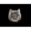 Bague Large Tête de Chat Argent 999