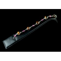 Bracelet Wire wrapping Argent 925, Œil de Tigre et Cristal de Swarovski rose