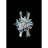 Bague Argent 925 Grappe Cristal Violet et Turquoise