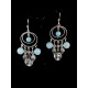 Boucles d'oreille Argent 925, Agate bleue, Quartz rutile et Cristal de Roche