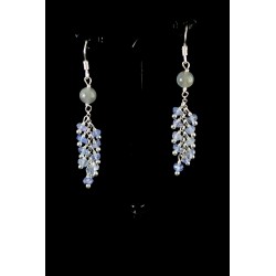 Boucles d'oreille Argent 925 Grappe Tanzanite et Labradorite