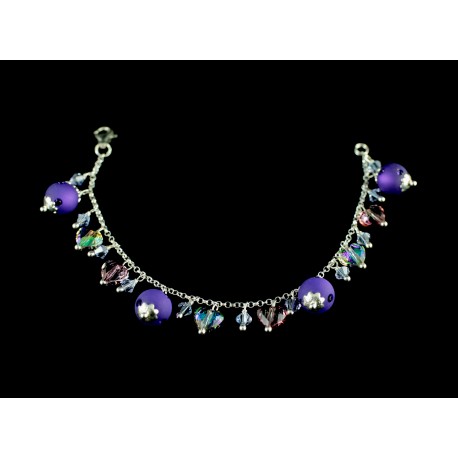 Bracelet Argent 925 et Cristal de Swarovski Coeur Violet